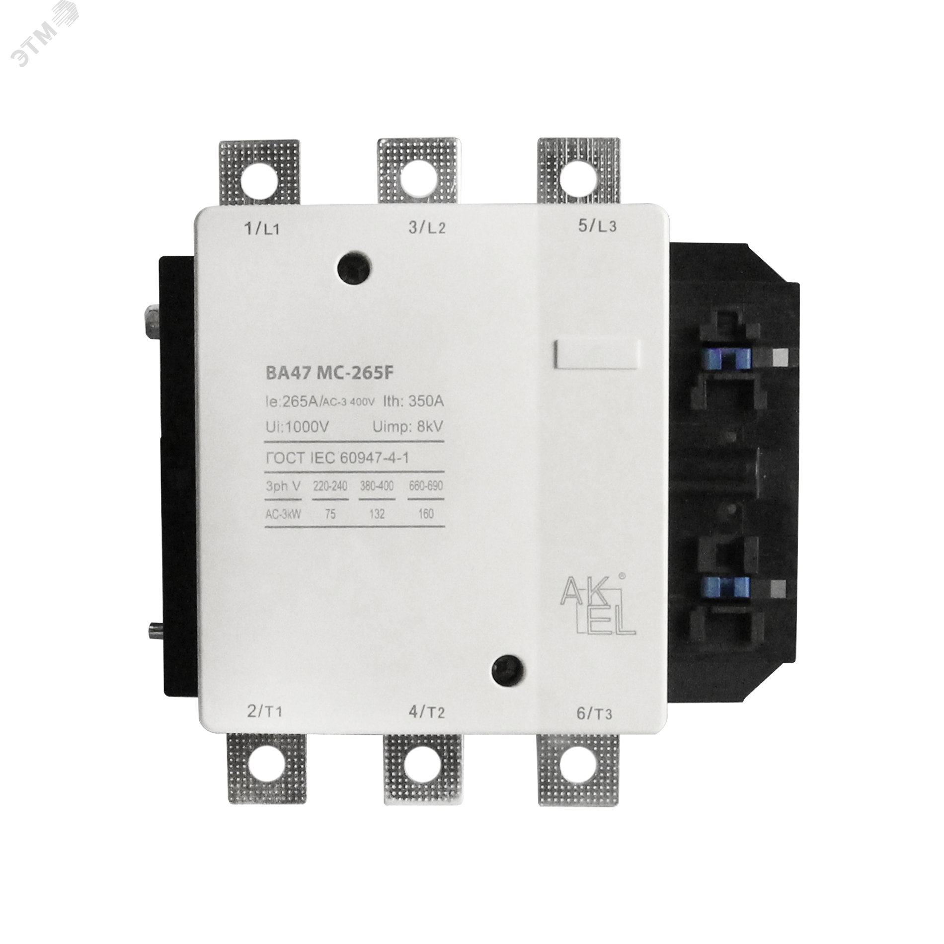 Изображение товара Контактор электромагнитный BA47-MC-265F-M7 3P/265A/220-230 AC/Винтовые клеммы (шт)