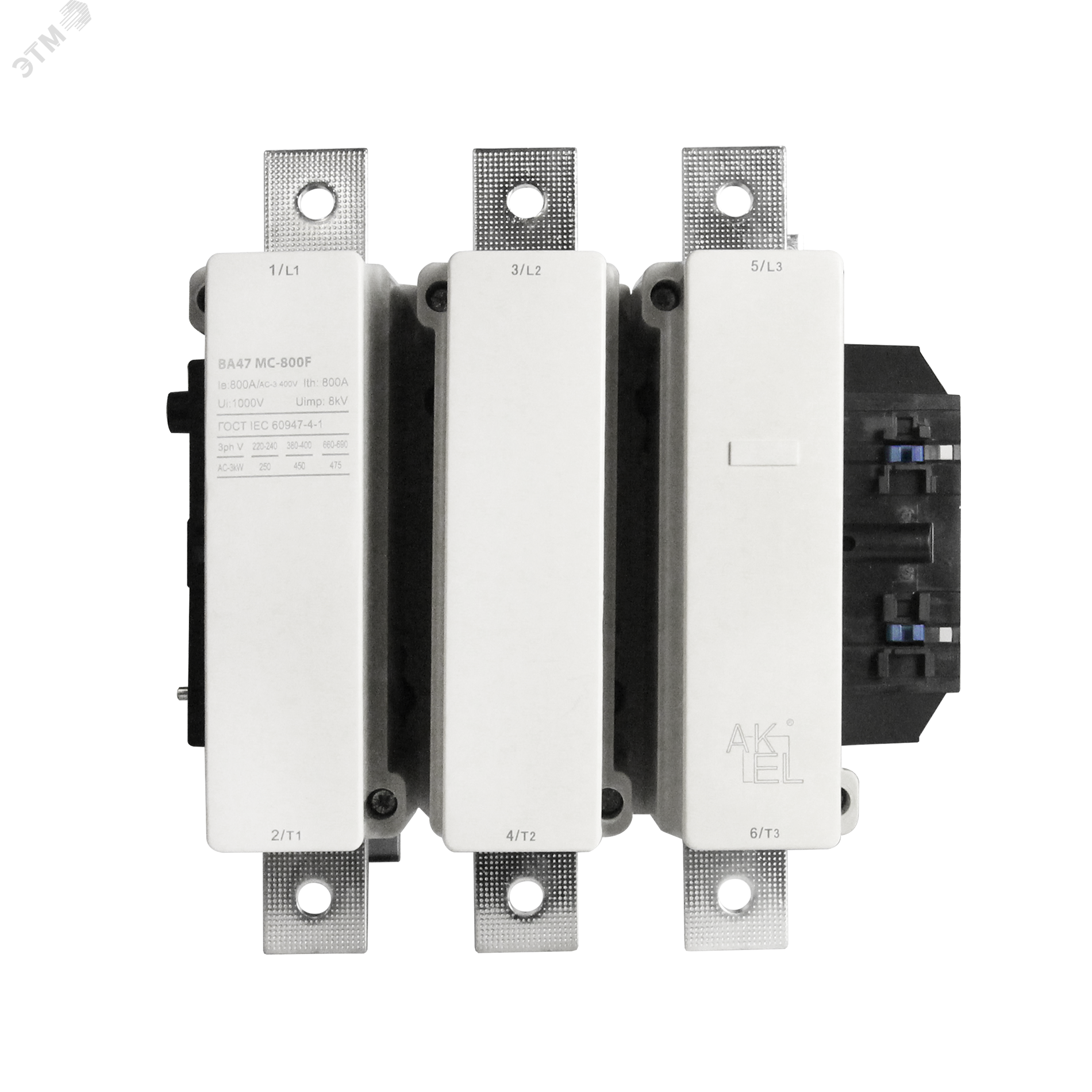 Изображение товара Контактор электромагнитный ВА47-МС-800F M7 3P/800A/220-230 AC/Винтовые клеммы (шт)