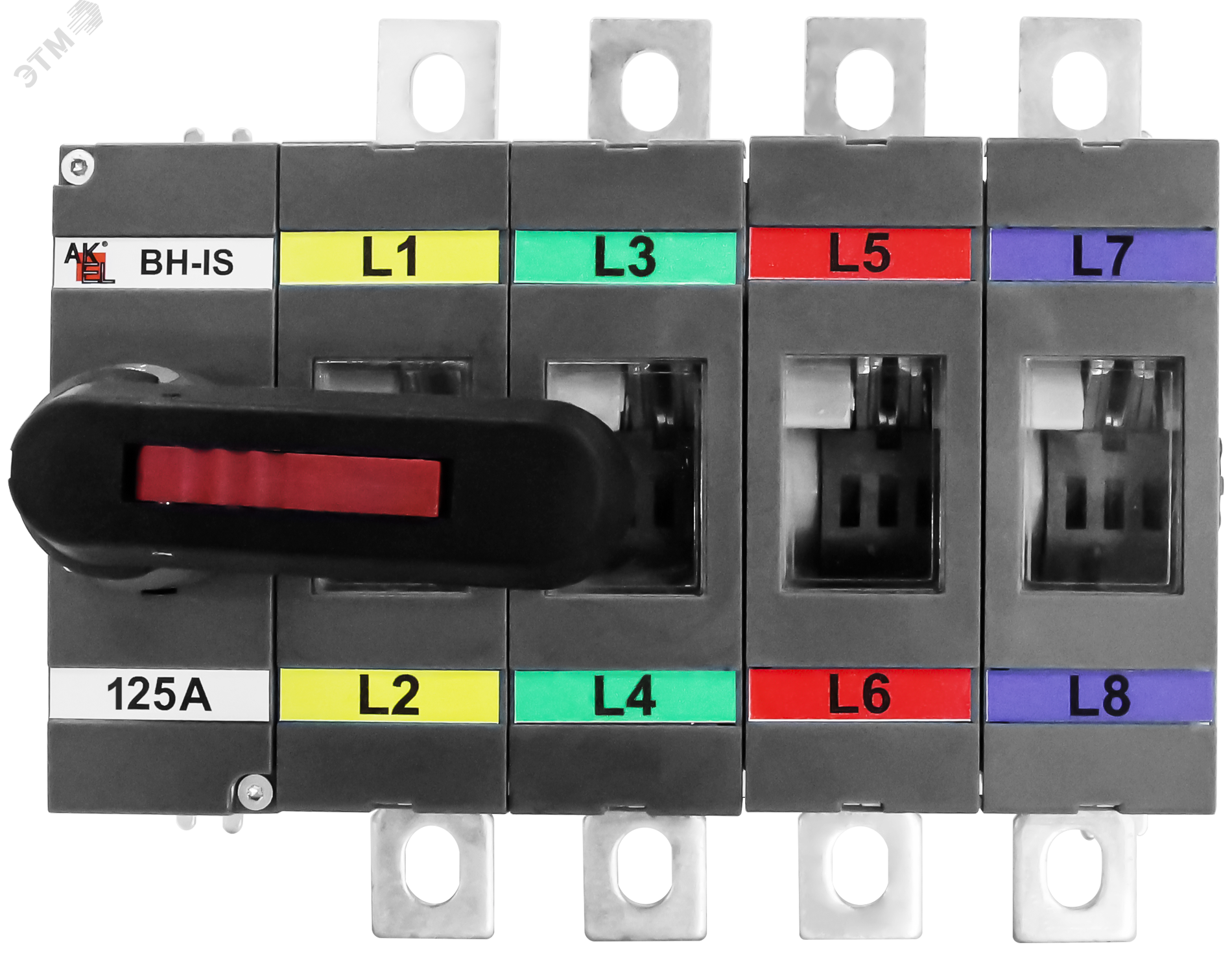 Изображение товара Выключатель нагрузки ВН-IS-D4P-125A-С 4P/125А/750В ручной с разрывом цепи