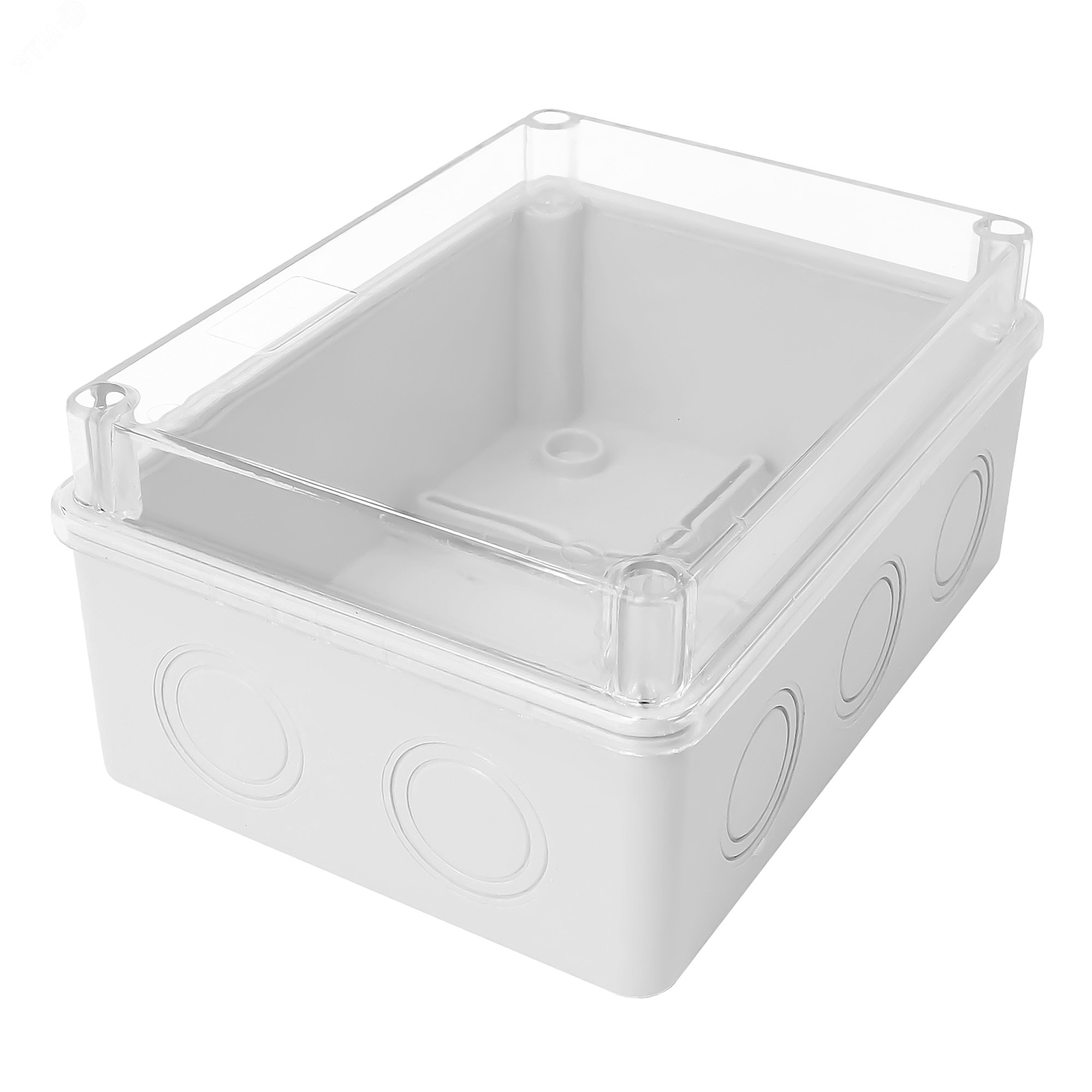 Изображение товара Коробка распределительная с перфорацией под выдавливание и прозрачной крышкой 150x110x70 мм KP-1511