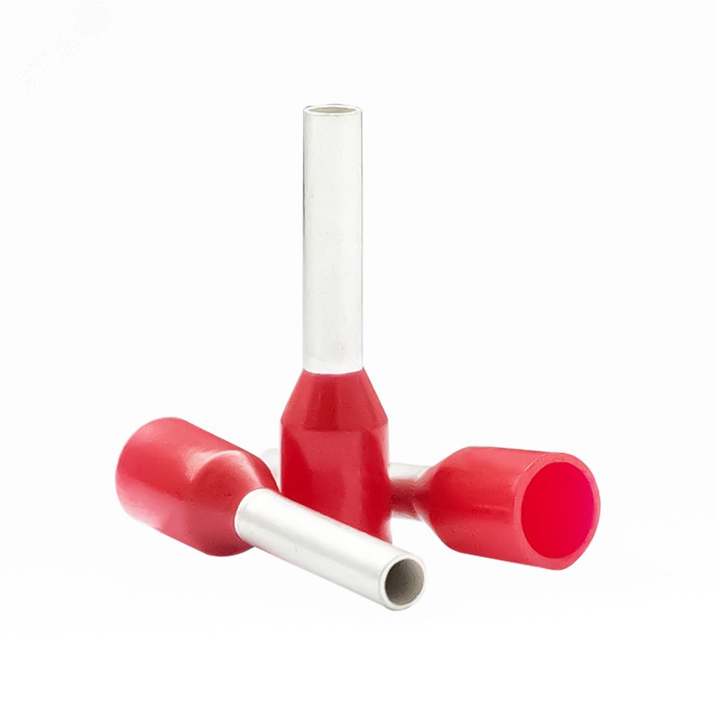 Изображение товара Наконечник кабельный штыревой втулочный изолированный красный 1 кв.мм., L-8 мм., (1 уп-500шт) KTE 1-8 (упак)