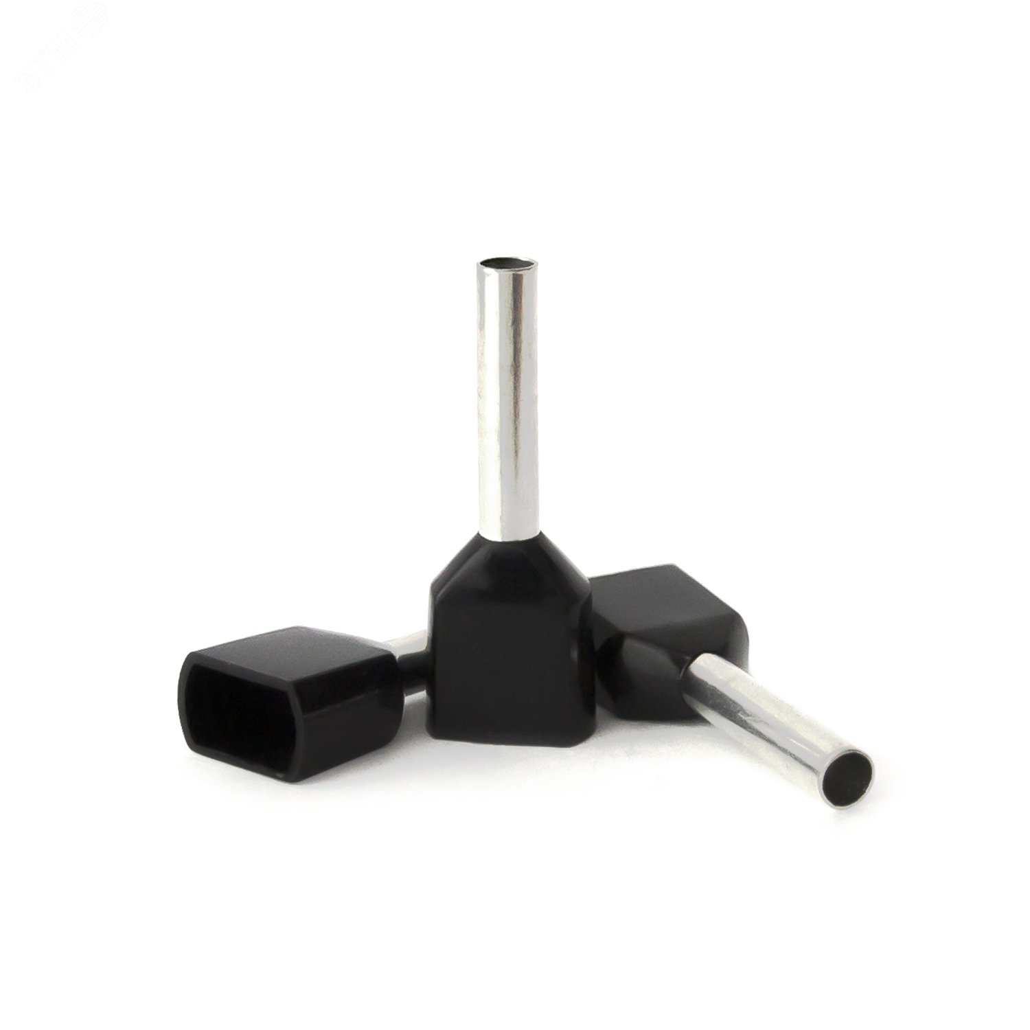 Изображение товара Наконечник кабельный штыревой втулочный изолированный чёрный 2x1,5 кв.мм., L-12 мм., (1 уп-500 шт.) KTE 2x1.5-12 (упак)