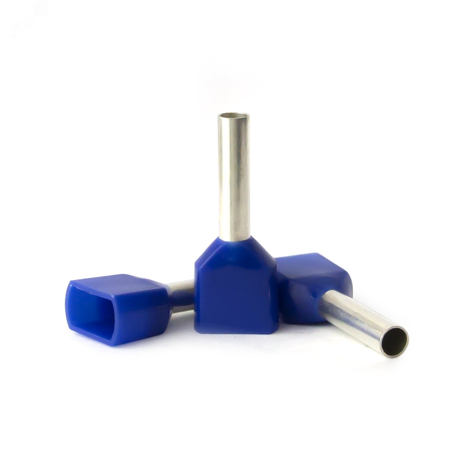 Изображение товара Наконечник кабельный штыревой втулочный изолированный синий 2x2,5 кв.мм., L-12 мм., (1 уп-500 шт.) KTE 2x2.5-12 (упак)