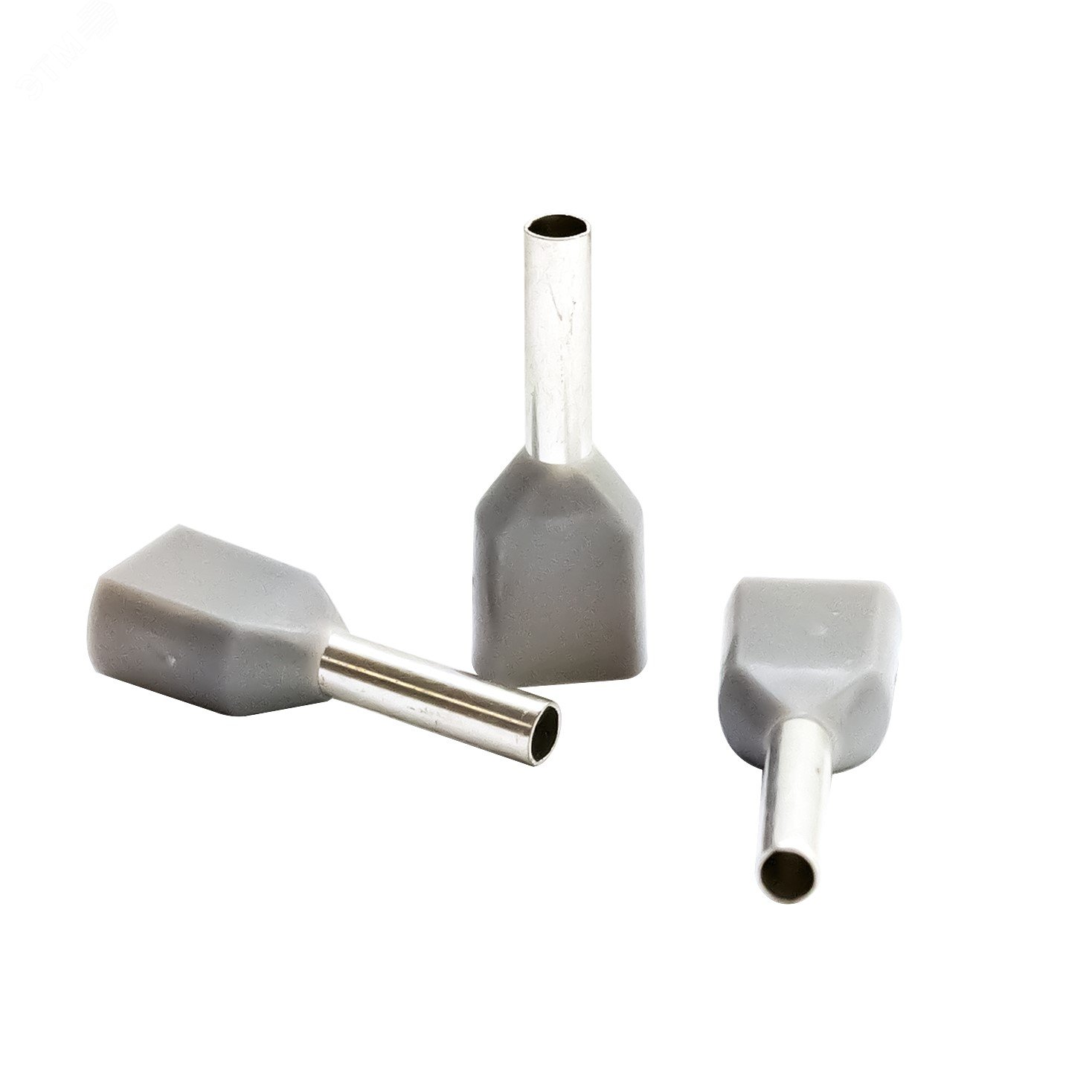 Изображение товара Наконечник кабельный штыревой втулочный изолированный серый 2x0,75 кв.мм., L-8 мм., (1 уп-500 шт.) KTE 2x0.75-8 (упак)