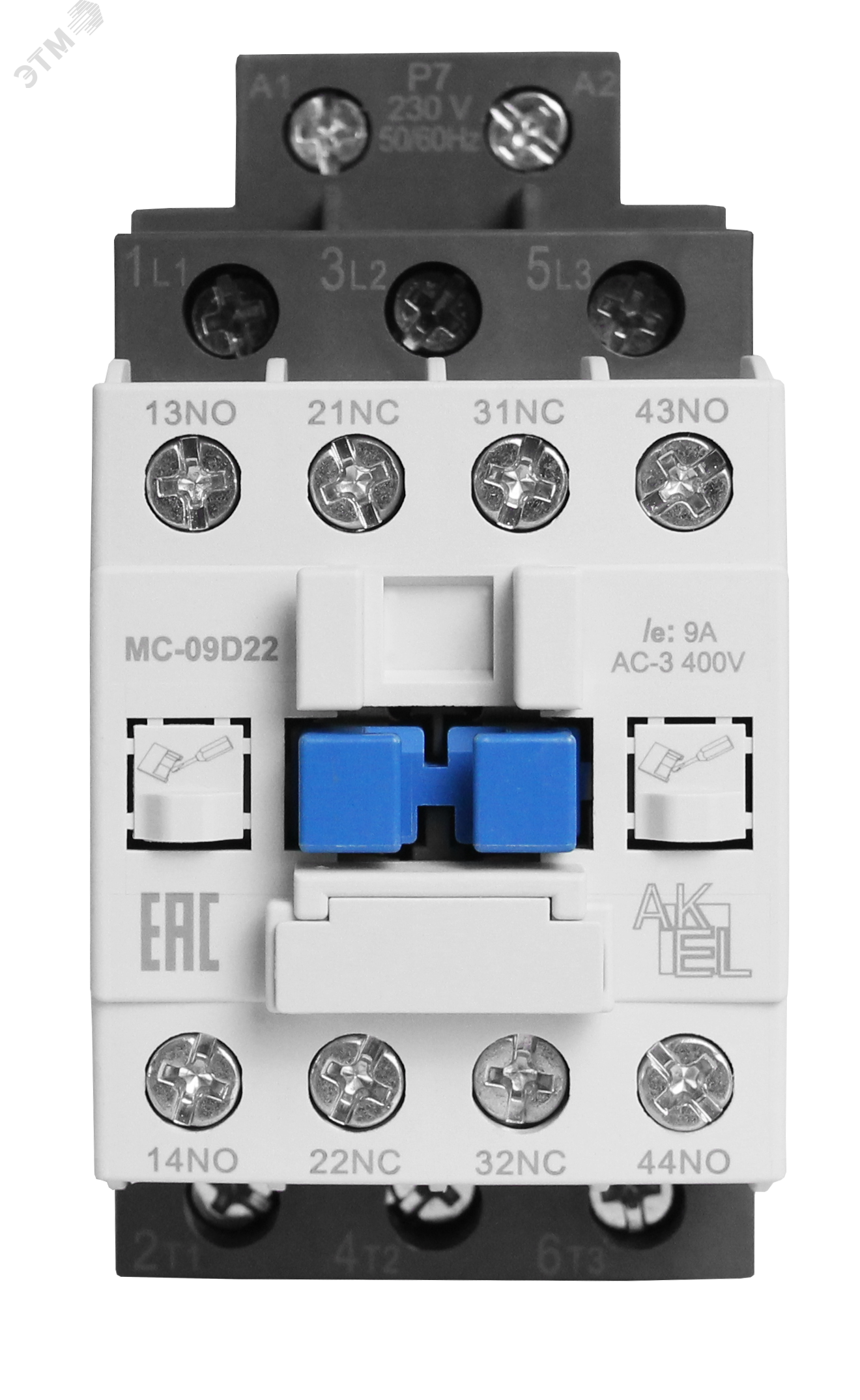Изображение товара Контактор магнитный BA47 MC-09D22P7 3P 2NO+2NC 9A 230VAC корпус IP20