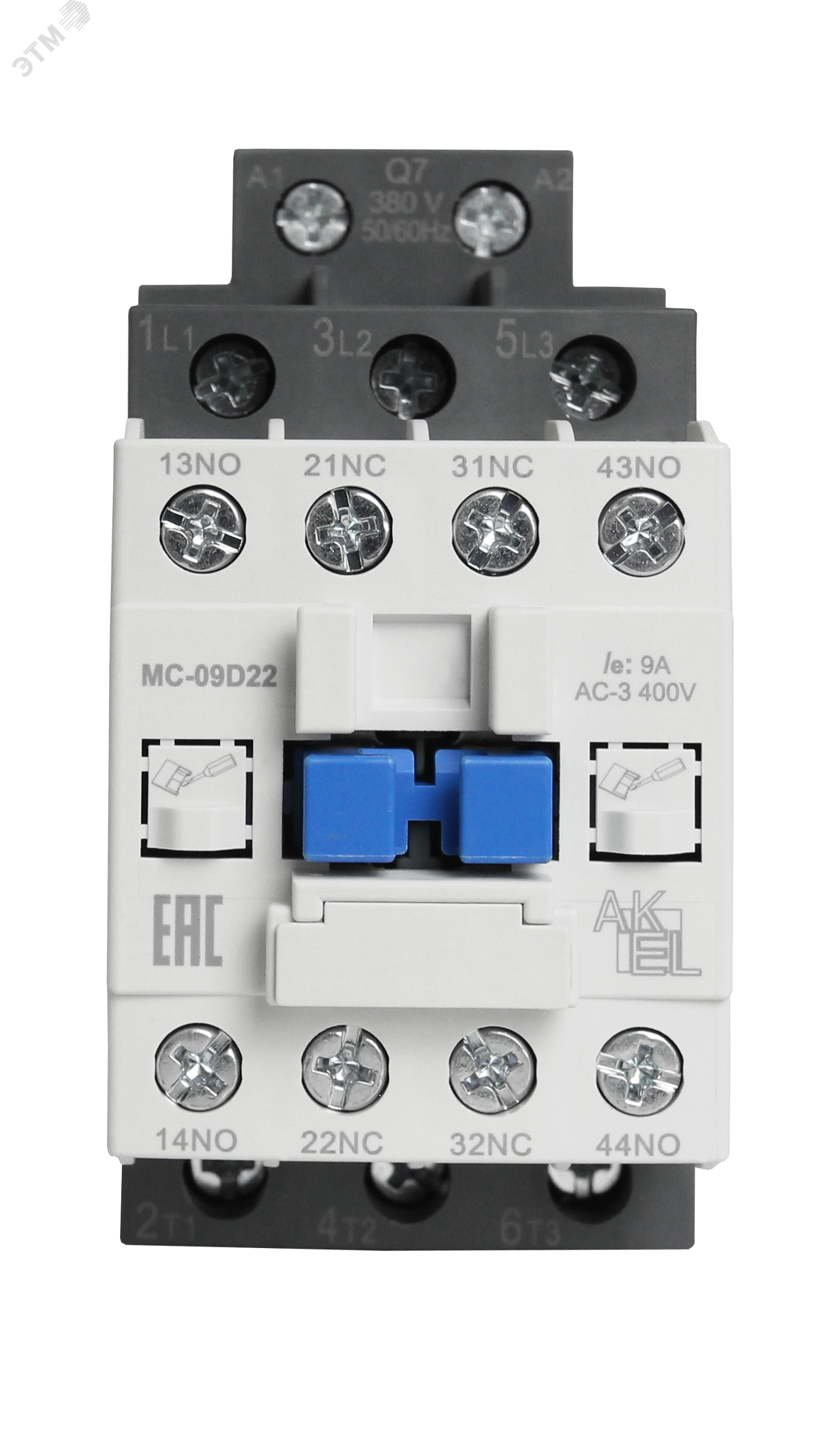 Изображение товара Контактор магнитный BA47 MC-09D22Q7 3P 2НО+2НЗ 9А 380VAC DIN-рейка