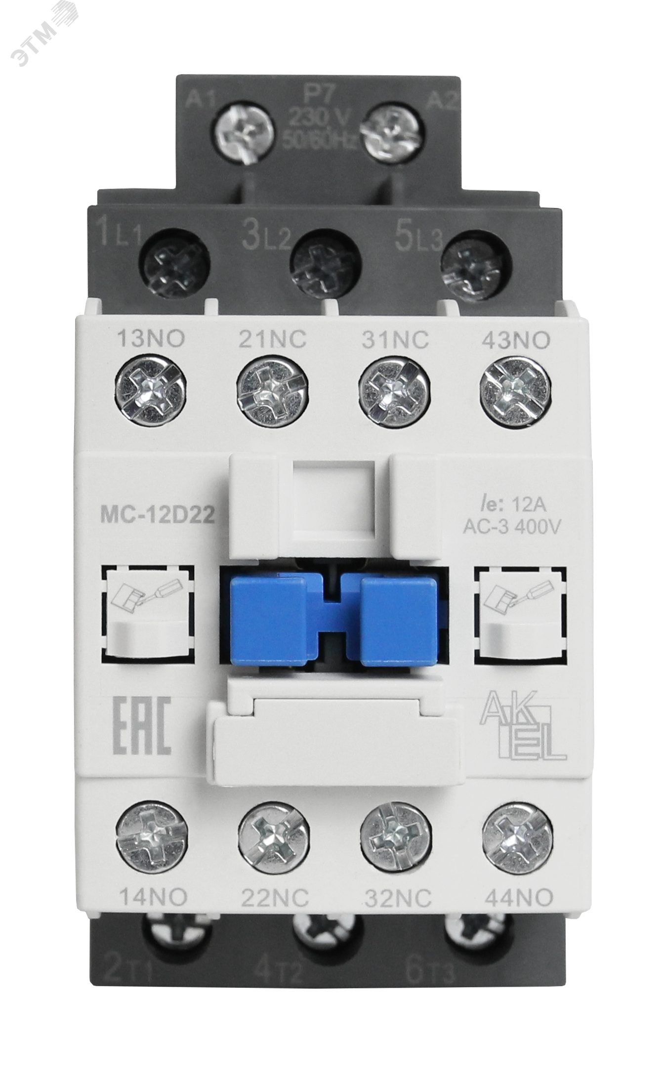 Изображение товара Контактор магнитный BA47 MC-12D22P7 3P 2NO+2NC 12А 230В управление