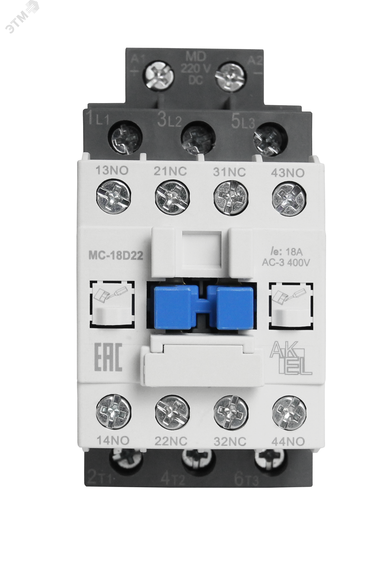 Изображение товара Контактор магнитный BA47 MC-18D22MD 3P 2NO+2NC 18A 220VDC Россия