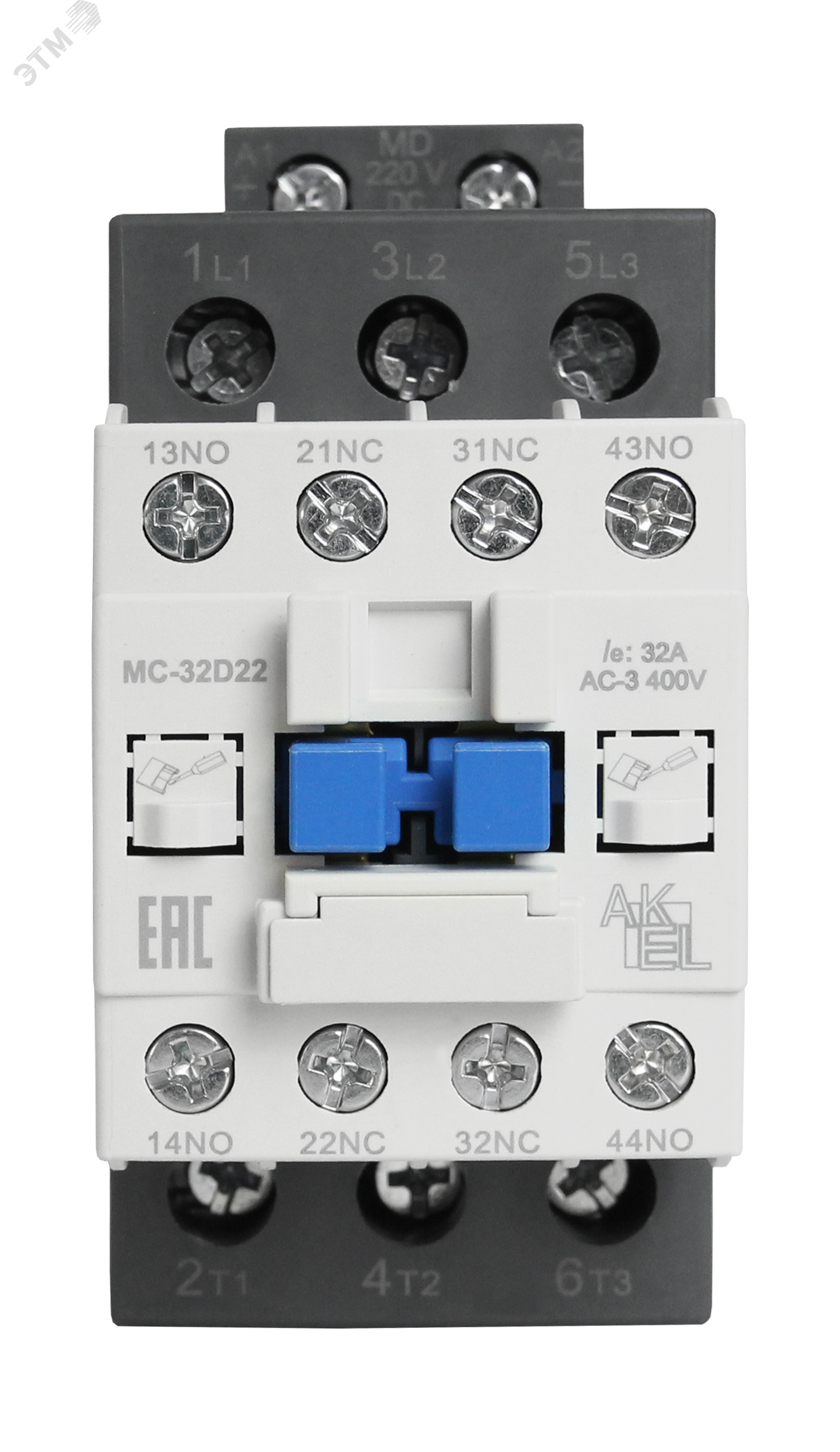Изображение товара Контактор магнитный BA47 MC-32D22MD 3P 2NO+2NC 32А 220VDC монтаж DIN-рейка