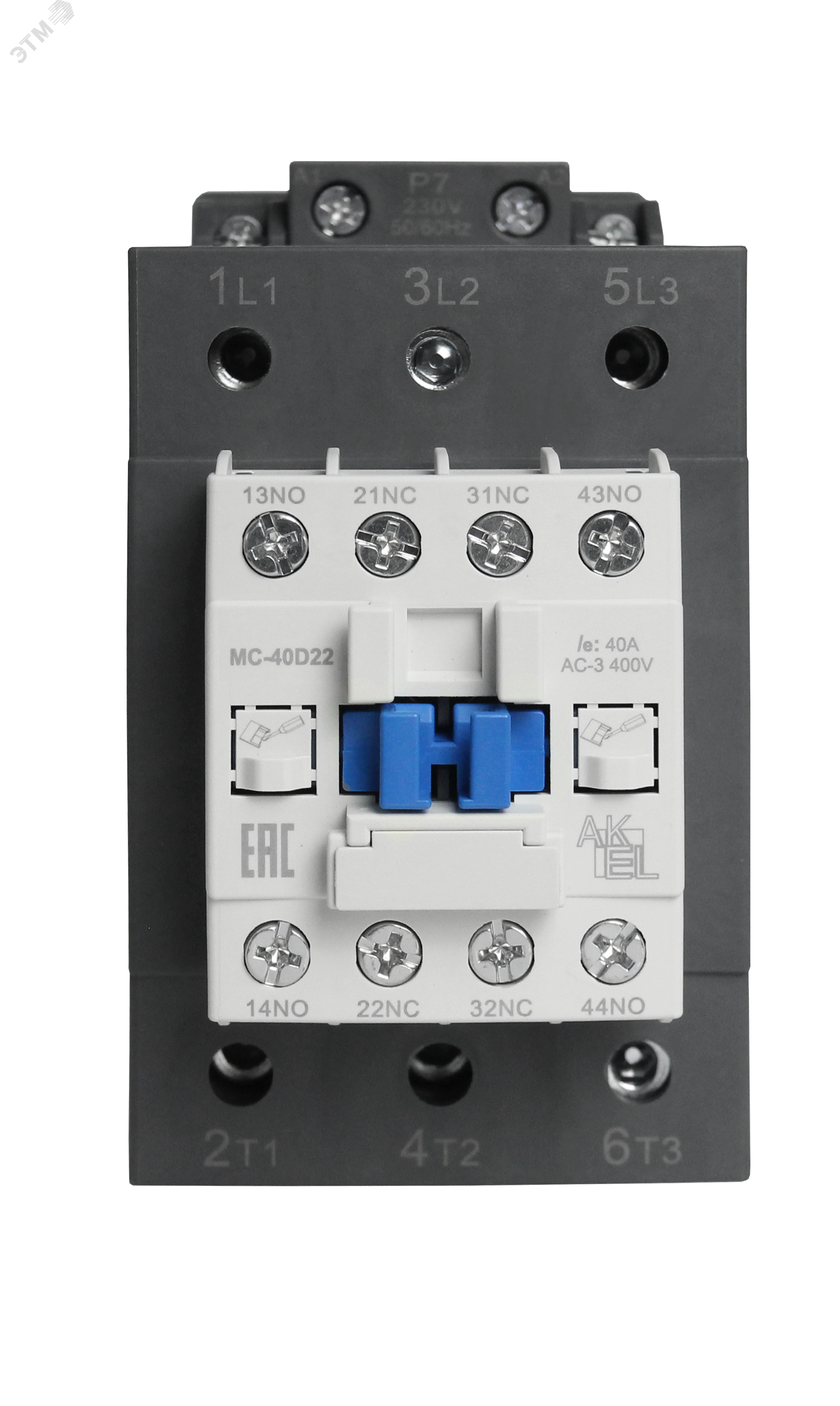 Изображение товара Контактор магнитный BA47 MC-40D22P7 3P 2NO+2NC/40A/230VAC (шт)