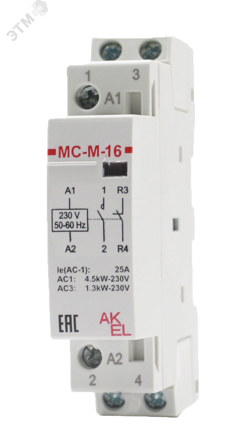 Изображение товара Контактор модульный ВА47-МС-М 2NO 16А 230VAC в пластиковом корпусе