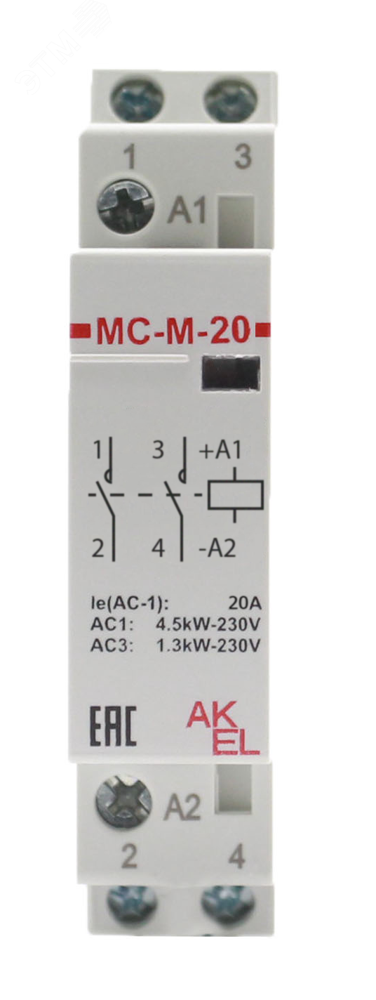 Изображение товара Контактор модульный ВА47-МС-М-1-20-20 2NO 20А 230VAC стационарный монтаж
