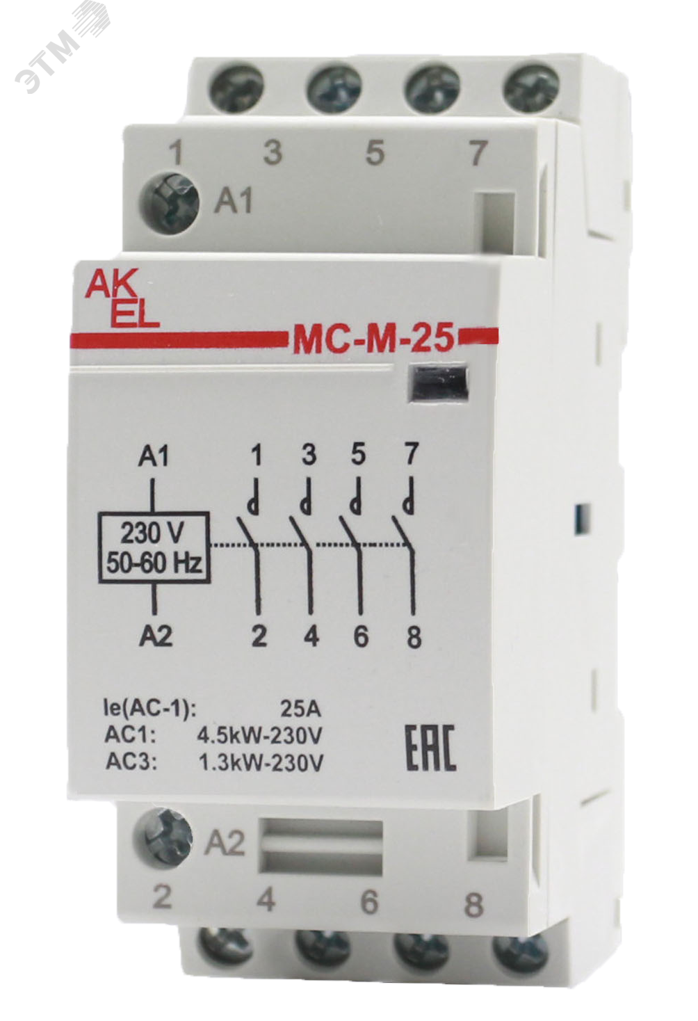 Изображение товара Контактор модульный ВА47-МС-М-2-25-40 4NO 25A 230VAC монтаж DIN-рейка