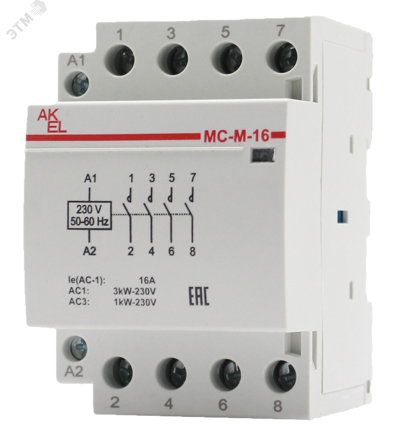 Изображение товара Контактор модульный ВА47-МС-М-3-16-40, 3 модуля, 4NO, 16A, 230VAC