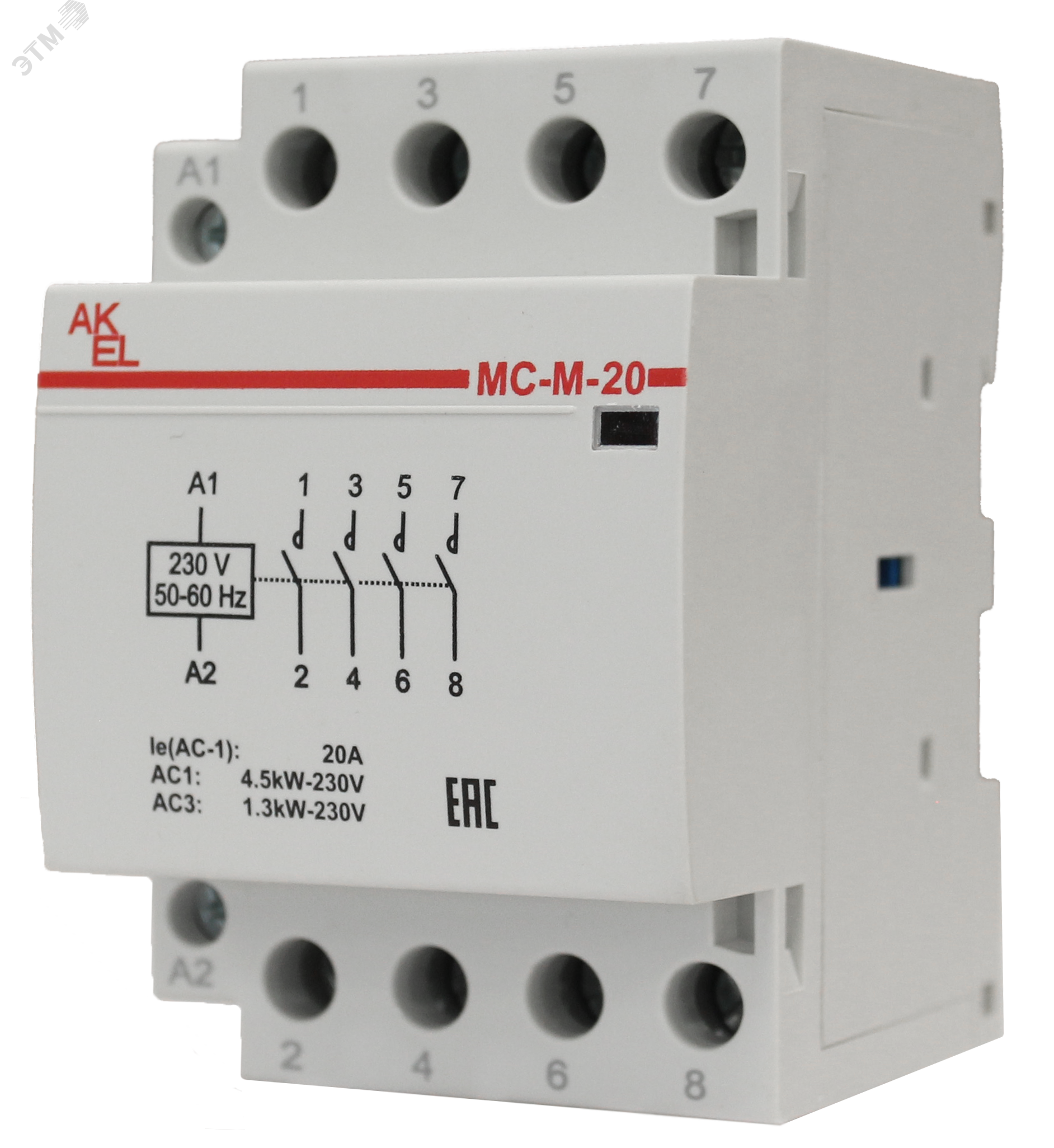 Изображение товара Контактор модульный ВА47-МС-М-3-20-40 4NO 20А 230VAC Россия