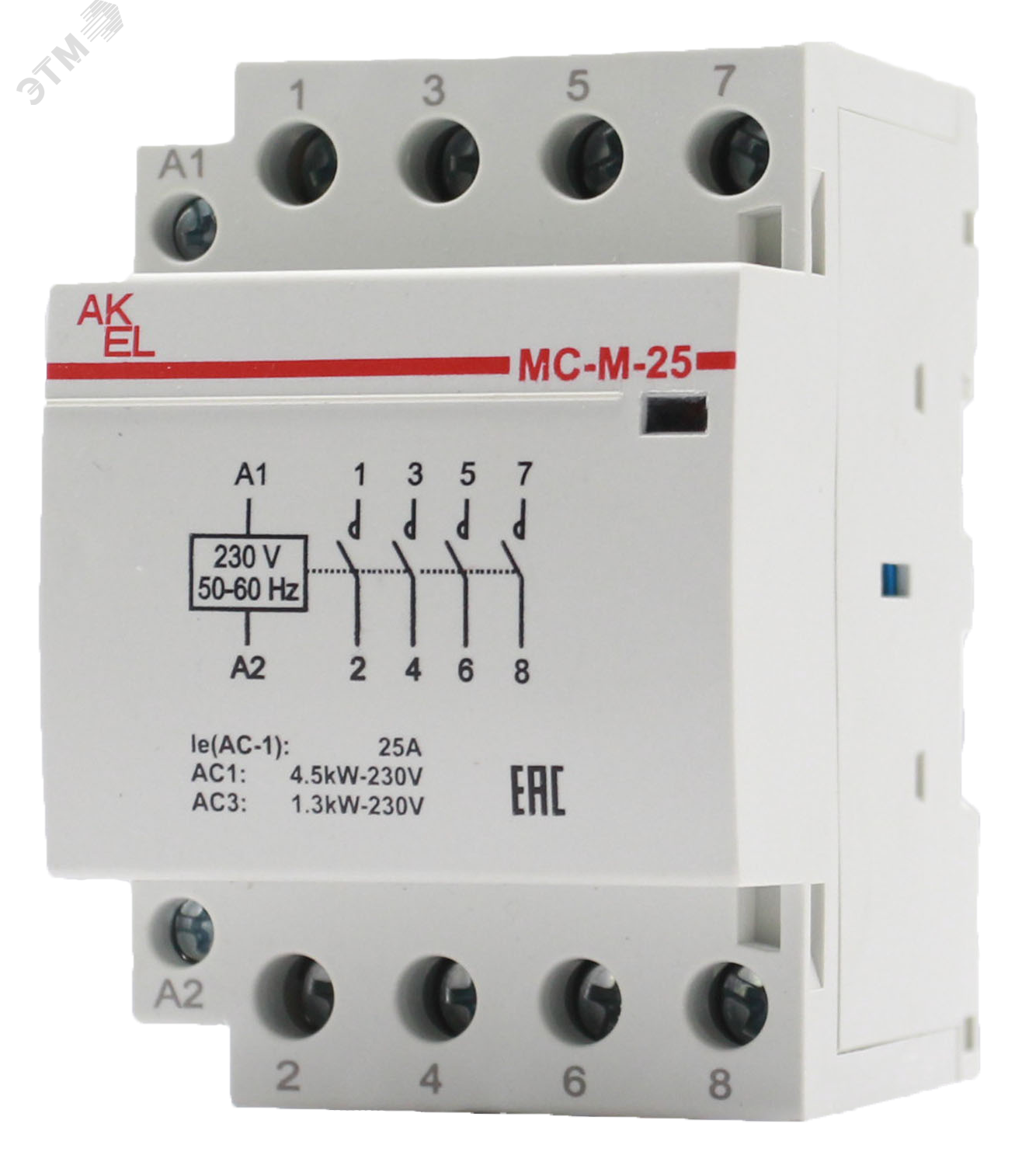 Изображение товара Модульный контактор ВА47-МС-М 3 модуля 4NO 25А 230VAC