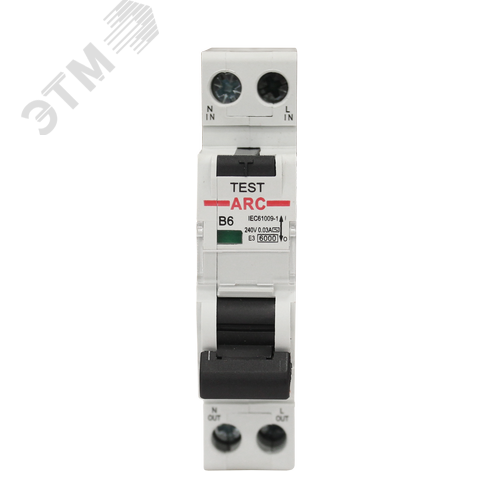 Изображение товара Выключатель дифференциальный автоматический АВДТ-ARC-1P+N-B6-30mA-ТипAC 1P+N/6A/B/AC/230VAC/30mA/6kA (шт)
