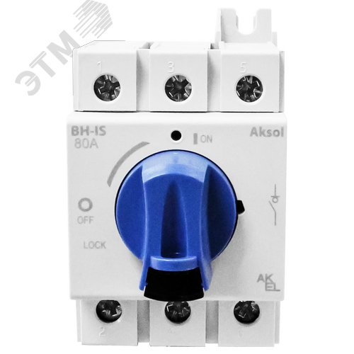 Изображение товара Выключатель нагрузки модульный ВН-IS-AKSOL-3P-80A-С 3P/63~80A/Передняя рукоятка на корпусе (шт)