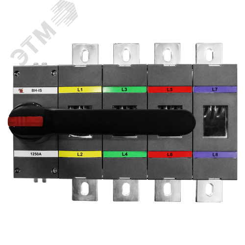 Изображение товара Выключатель нагрузки с видимым разрывом ВН-IS-D4P-1250A-С 4P/1250A/1000В/Передняя рукоятка на корпусе (шт)