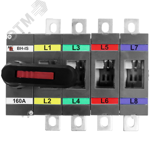Изображение товара Выключатель нагрузки с видимым разрывом ВН-IS-D4P-160A-С 4P/160A/1000В/Передняя рукоятка на корпусе (шт)