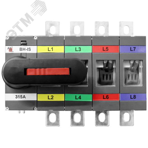 Изображение товара Выключатель нагрузки с видимым разрывом ВН-IS-D4P-315A-С 4P/315A/1000В/Передняя рукоятка на корпусе (шт)
