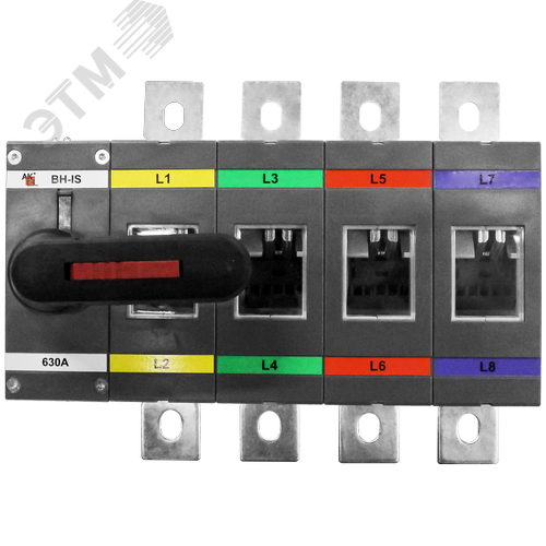 Изображение товара Выключатель нагрузки с видимым разрывом ВН-IS-D4P-630A-С 4P/630A/1000В/Передняя рукоятка на корпусе (шт)