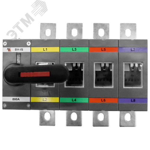 Изображение товара Выключатель нагрузки с видимым разрывом ВН-IS-D4P-800A-С 4P/800A/1000В/Передняя рукоятка на корпусе (шт)