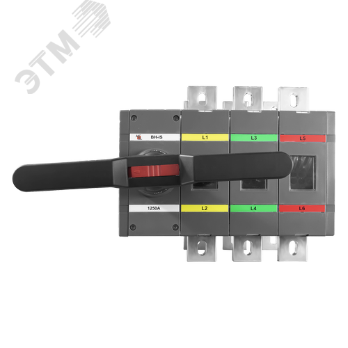 Изображение товара Выключатель нагрузки реверсивный с видимым разрывом ВН-IS-DR3P-1250A-С (I-0-II) 3P/1250A/750В/Передняя рукоятка на корпусе (шт)