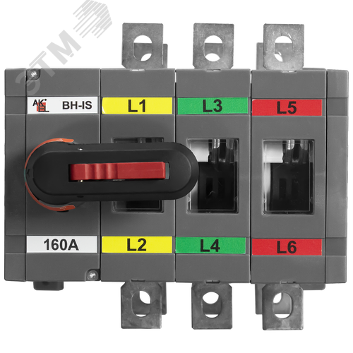 Изображение товара Выключатель нагрузки реверсивный с видимым разрывом ВН-IS-DR3P-160A-С (I-0-II) 3P/160A/750В/Передняя рукоятка на корпусе (шт)