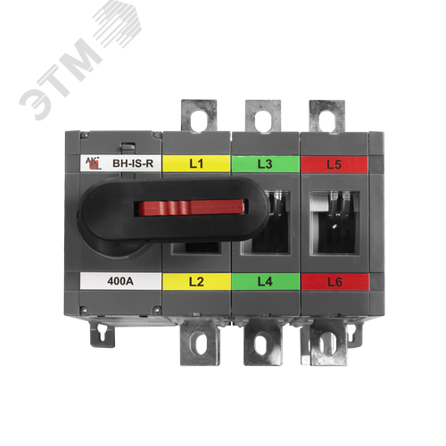 Изображение товара Выключатель нагрузки реверсивный с видимым разрывом ВН-IS-DR3P-400A-С (I-0-II) 3P/400A/1000В/Передняя рукоятка на корпусе (шт)