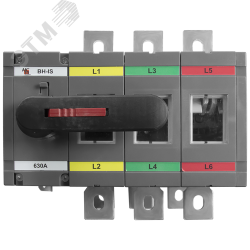 Изображение товара Выключатель нагрузки реверсивный с видимым разрывом ВН-IS-DR3P-630A-С (I-0-II) 3P/630A/1000В/Передняя рукоятка на корпусе (шт)