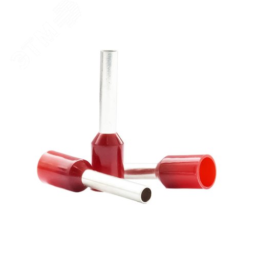 Изображение товара Наконечник кабельный штыревой втулочный изолированный красный 1,5 кв.мм., L-10 мм., (1 уп-500 шт.) KTE 1.5-10 (упак)