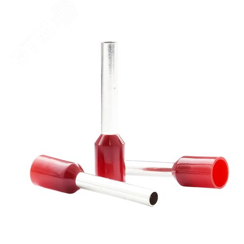 Изображение товара Наконечник кабельный штыревой втулочный изолированный красный 1,5 кв.мм., L-12 мм., (1 уп-500 шт.) KTE 1.5-12 (упак)