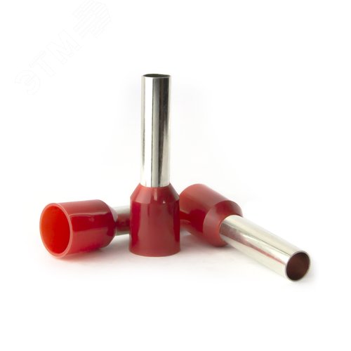 Изображение товара Наконечник кабельный штыревой втулочный изолированный красный 10 кв.мм., L-18 мм., (1 уп-500 шт.) KTE 10-18 (упак)
