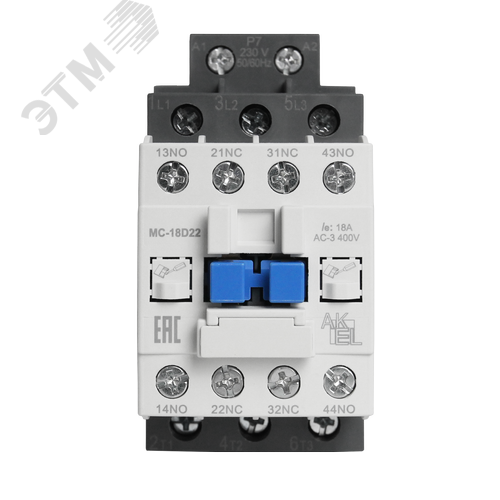 Изображение товара Контактор магнитный BA47 MC-18D22P7 3P 2NO+2NC/18A/230VAC (шт)