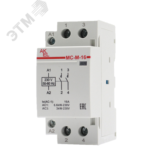 Изображение товара Контактор модульный ВА47-МС-М-2-16-20, 2 модуля 2NO/16A/230VAC (шт)