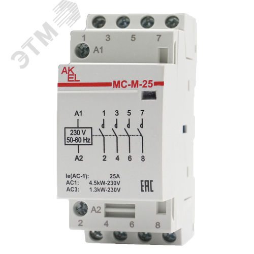 Изображение товара Контактор модульный ВА47-МС-М-2-25-40, 2 модуля 4NO/25A/230VAC (шт)