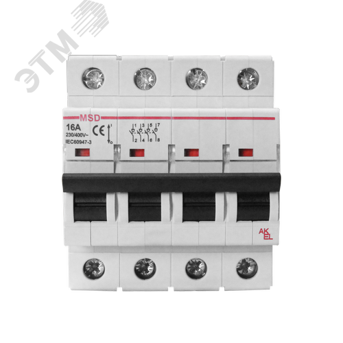 Изображение товара Выключатель нагрузки модульный ВА47-MSD-4P-40A 4P/40A/230/400VAC (шт)