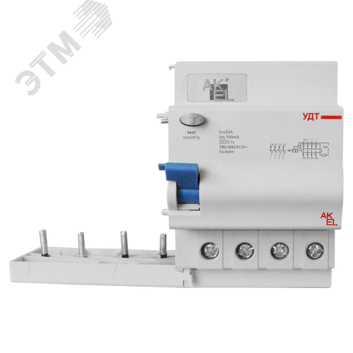 Изображение товара Устройство дифференциального тока УДТ-AKSOL-3P+N 50mA ТипAC 3P+N/380/400/415VAC/50mA (шт)