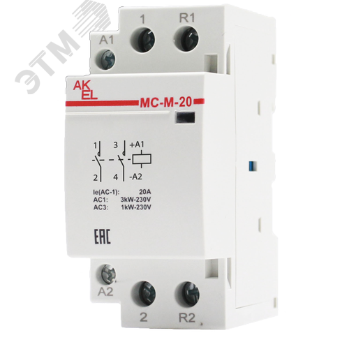 Изображение товара Контактор модульный ВА47-МС-М-2-20-20, 2 модуля 2NO/20A/230VAC (шт)