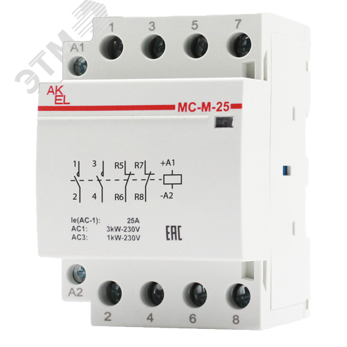 Изображение товара Контактор модульный ВА47-МС-М-3-25-22, 3 модуля 2NO+2NC/25A/230VAC (шт)