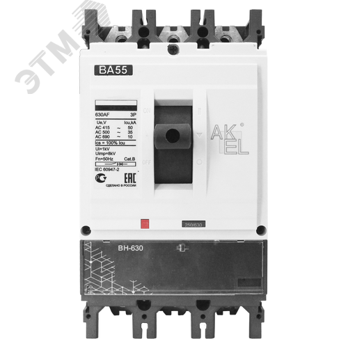 Изображение товара Выключатель нагрузки в литом корпусе ВА55-50 603ВН630-С-PRO 3P/630A/ВН/50кА (шт)