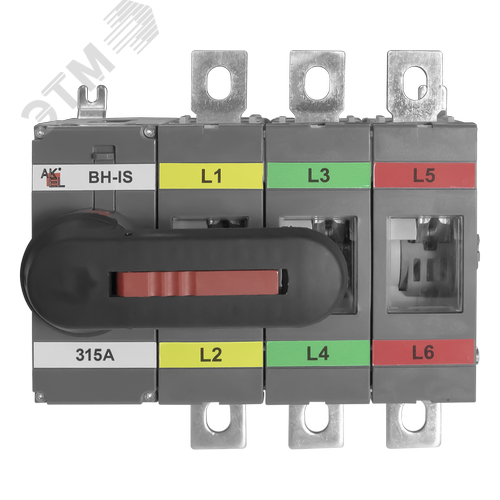 Изображение товара Выключатель нагрузки с видимым разрывом ВН-IS-D3P-315A-С 3P/315A/1000В/Передняя рукоятка на корпусе (шт)