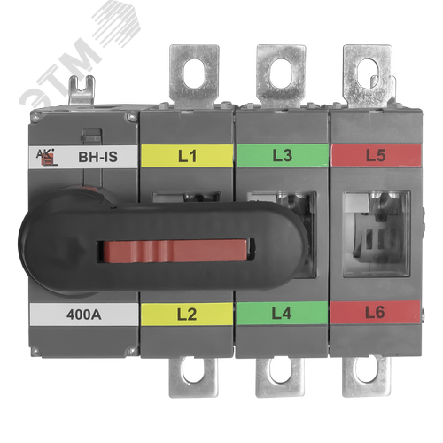 Изображение товара Выключатель нагрузки с видимым разрывом ВН-IS-D3P-400A-С 3P/400A/1000В/Передняя рукоятка на корпусе (шт)
