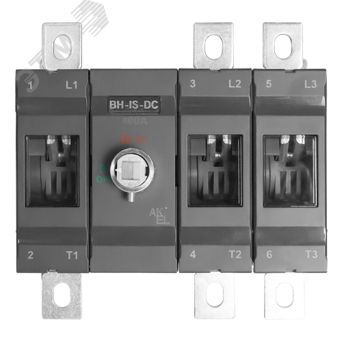 Изображение товара Выключатель нагрузки с видимым разрывом ВН-IS-DC-1P2P-400A-В, тип тока AC/DC, 3P/400A/1000В/Приводной механизм в центре/Без ручки управления и переходника (шт)