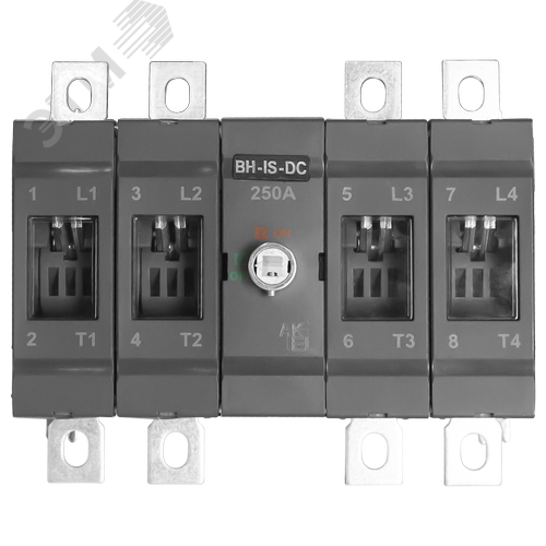 Изображение товара Выключатель нагрузки с видимым разрывом ВН-IS-DC-2P2P-250A-В, тип тока AC/DC, 4P/250A/1000В/Приводной механизм в центре/Без ручки управления и переходника (шт)