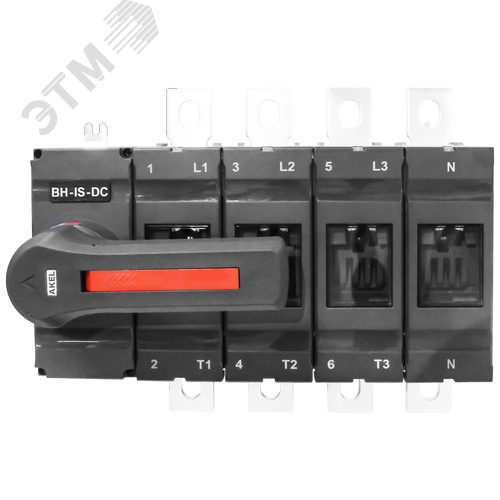Изображение товара Выключатель нагрузки с видимым разрывом ВН-IS-DC-3P+N-400A-С, тип тока AC/DC, 4P/Нейтральный полюс без разрыва/400A/1000В/Передняя рукоятка на корпусе (шт)