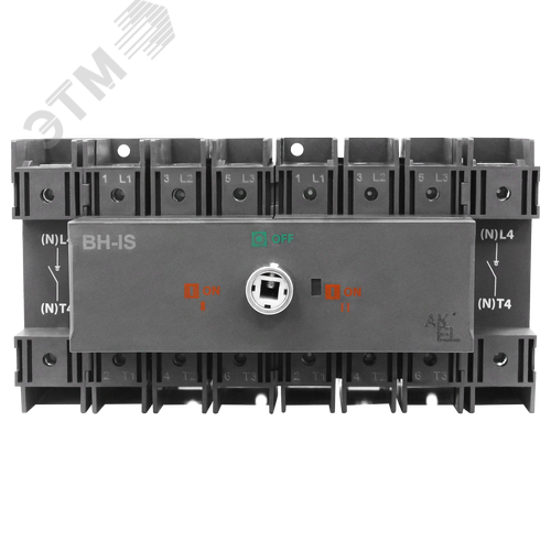 Изображение товара Выключатель нагрузки реверсивный модульный ВН-IS-DC-R4P-125A-В (I-0-II), тип тока AC/DC, 4P/125A/750В/Без ручки управления и переходника (шт)