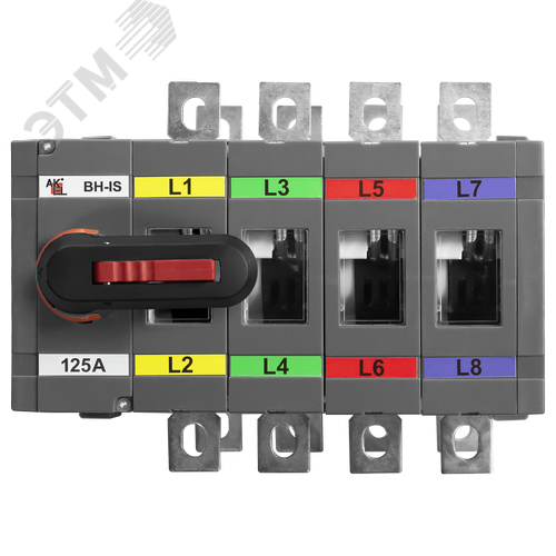 Изображение товара Выключатель нагрузки реверсивный с видимым разрывом ВН-IS-DR4P-125A-С (I-0-II) (250AF) 4P/125A/750В/Передняя рукоятка на корпусе (шт)