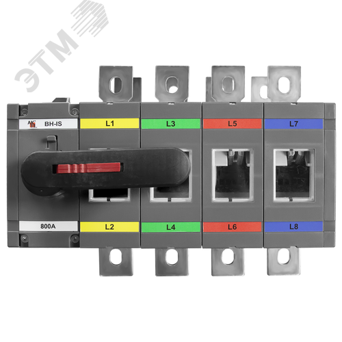 Изображение товара Выключатель нагрузки реверсивный с видимым разрывом ВН-IS-DR4P-800A-С (I-0-II) 4P/800A/1000В/Передняя рукоятка на корпусе (шт)